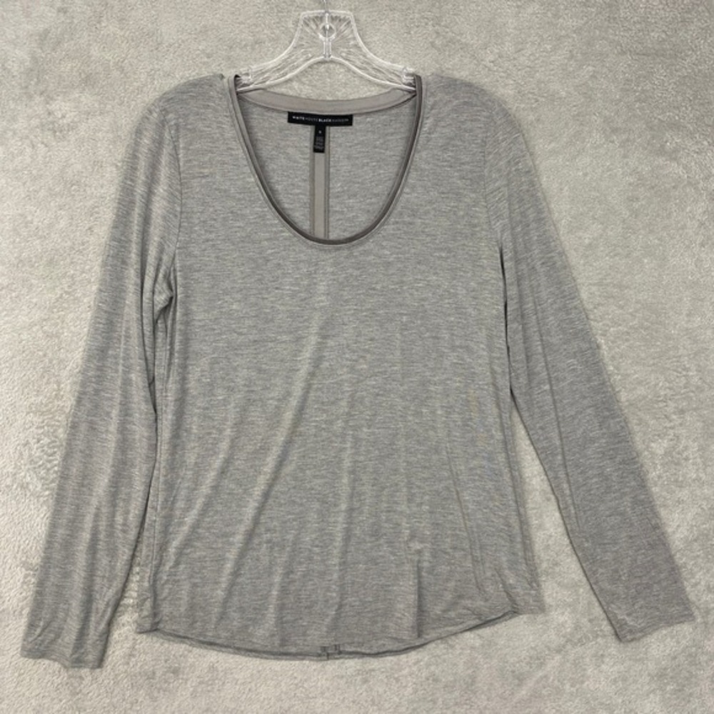 White House Black‎ Market Top Womens Small Gray Long Sleeve Top U Neck Casual